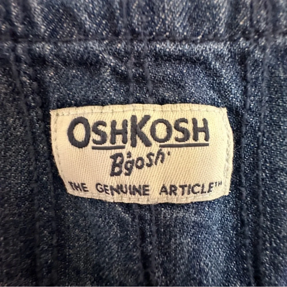 OshKosh Vestbak Buffalo Check Lined Denim Oversalls Embroidered Start Sz 3M